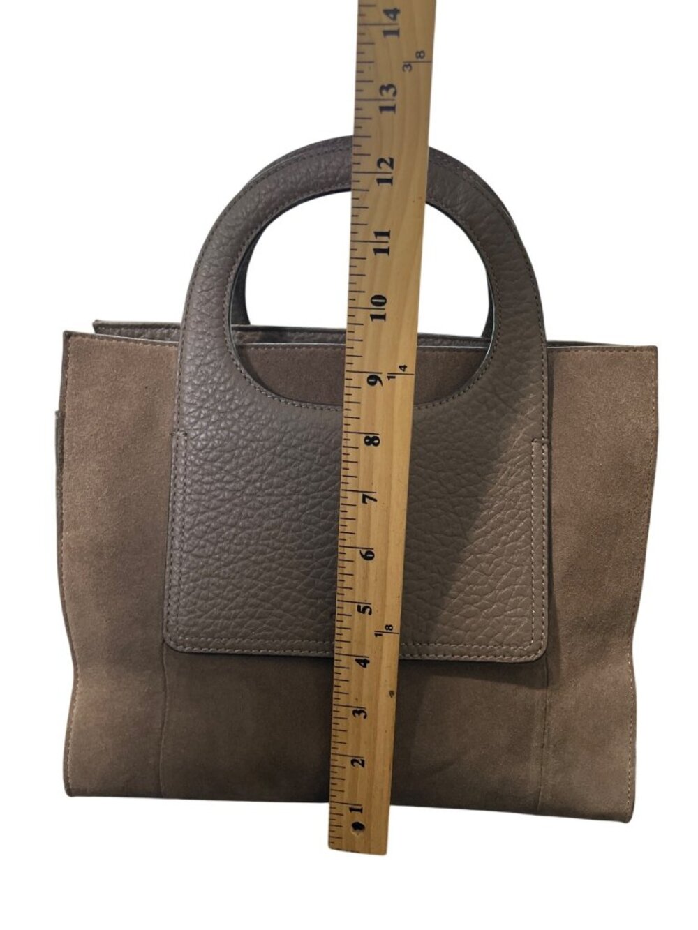 Vince Camuto Beck Leather Tote Pebbled Leather & Suede Taupe Detachable-Strap - Picture 8 of 8